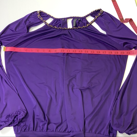 GUESS | Violet Long Sleeve Woven Neck Chain Blouse - Picture 11 of 13